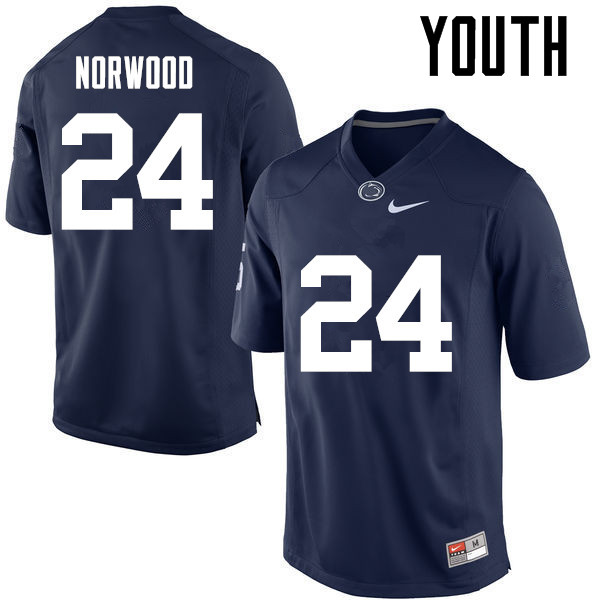 NCAA Nike Youth Penn State Nittany Lions Jordan Norwood #24 College Football Authentic Navy Stitched Jersey XRY4598LK